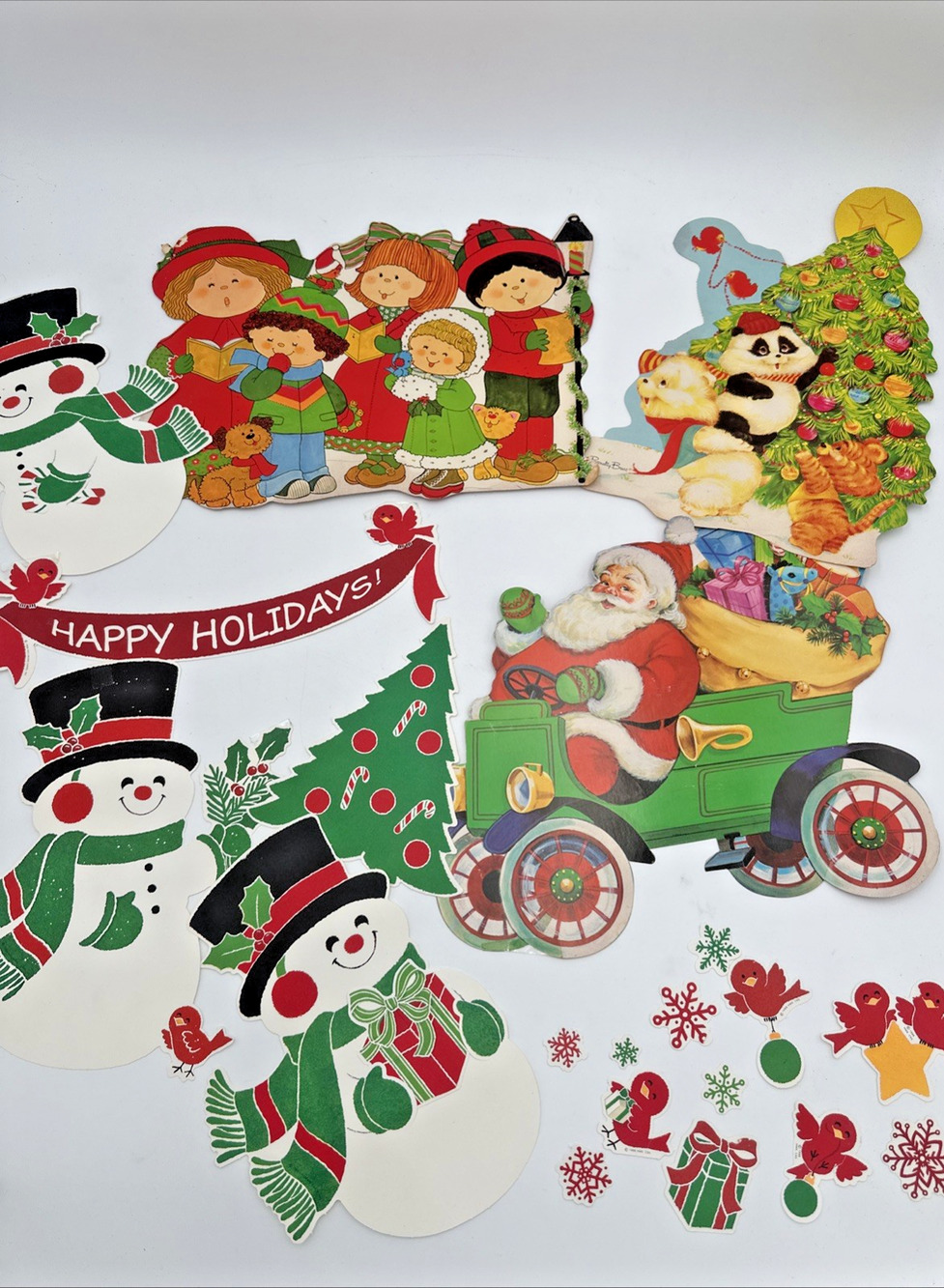 Vintage 1980’s Lot of 8 Christmas Die Cut Paper Wall Door Hanging Decor
